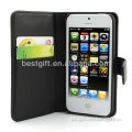 Black Credit Card Slot Leather Case For Iphone 5